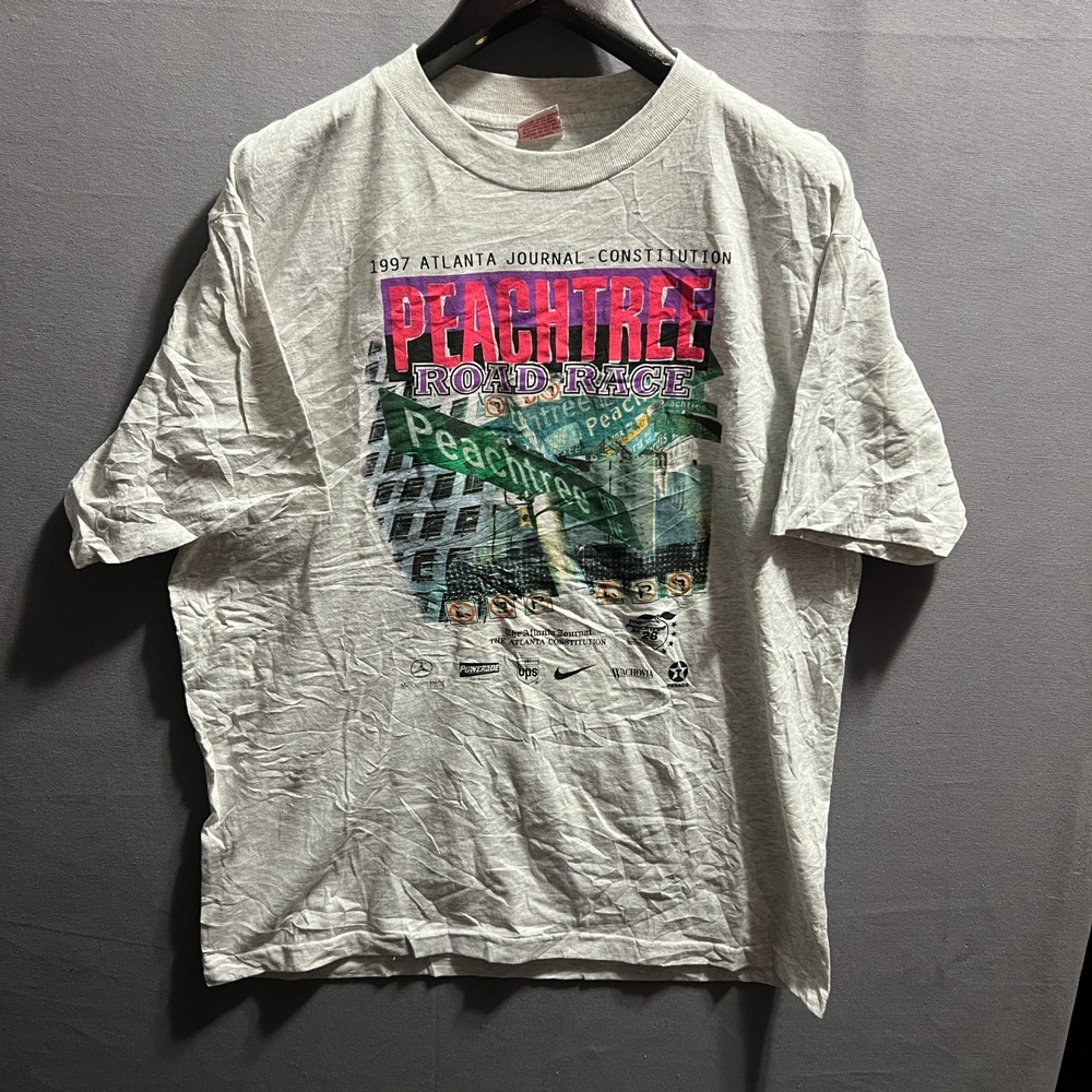 Vintage 1997 Peachtree Road Race Atlanta T-Shirt Single Stitch XL Gray Nike